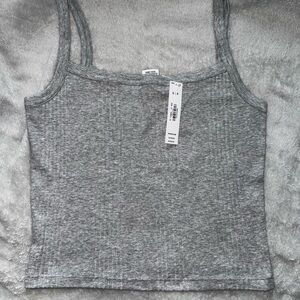 PINK Victoria's Secret Gray Ribbed Sleeveless Tank Top